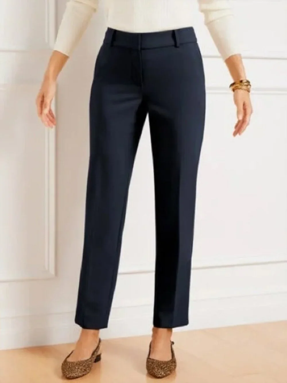 Talbots Hampshire Navy Corpcore Mid Rise Ankle Pants Easy Care Travel NWT 8 - Picture 10 of 10